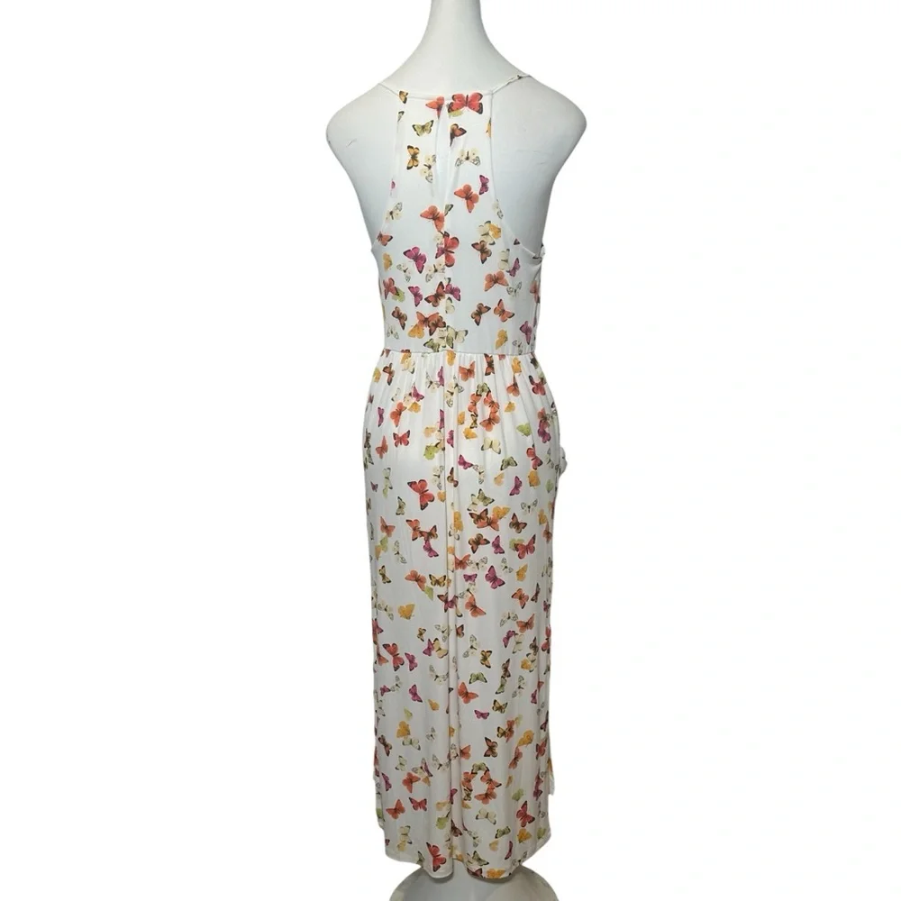BCBG Generation Size S Midi Dress Butterfly Kiss Draped Pocket Spaghetti Strap - Picture 3 of 8
